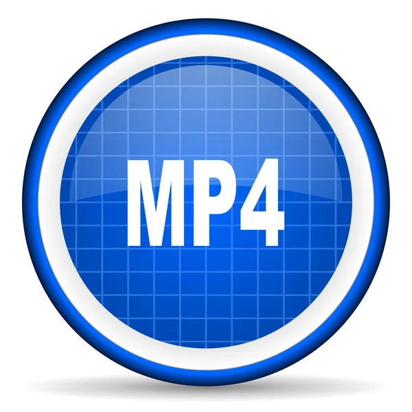 Mp4 синий глянцевый значок на белом фоне — стоковое фото