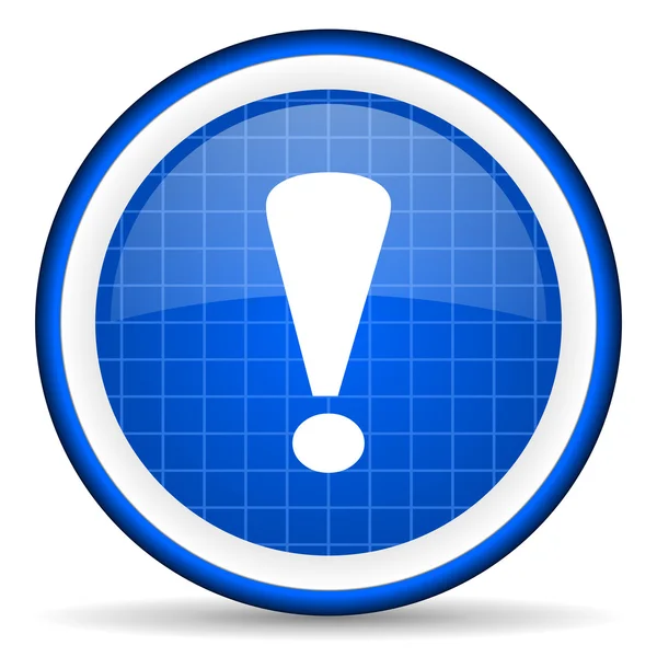 Ausrufezeichen blaues Hochglanzsymbol auf weißem Hintergrund — Stockfoto