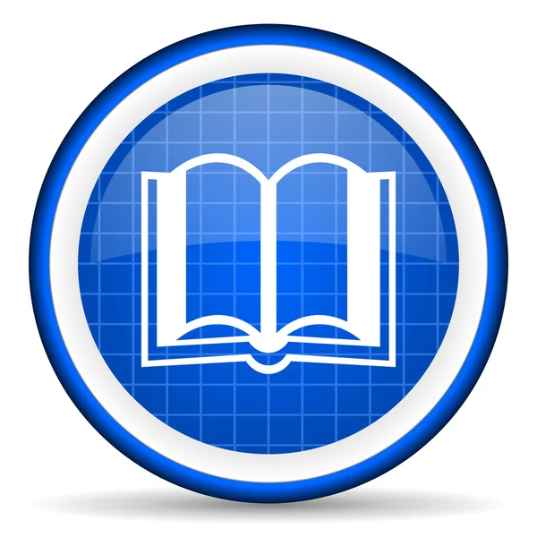 Lesklý ikona knihy modrá na bílém pozadí — Stock fotografie