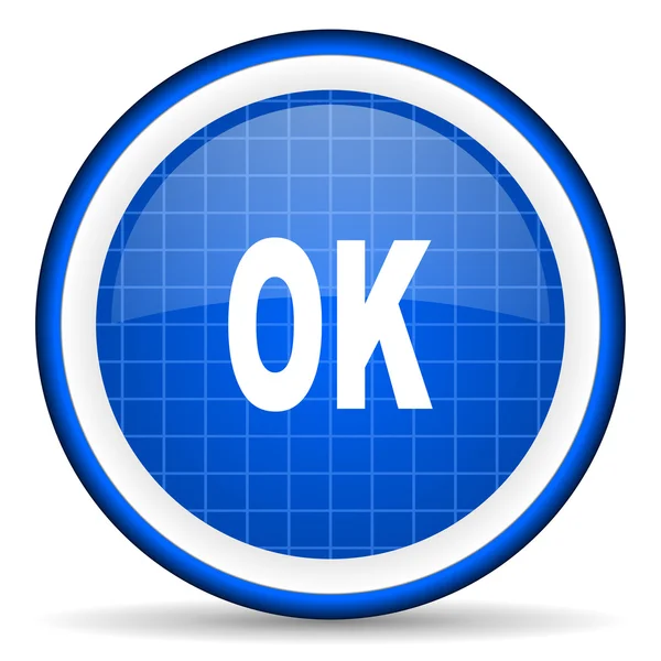 Ok blue glossy icon on white background — Stock Photo, Image