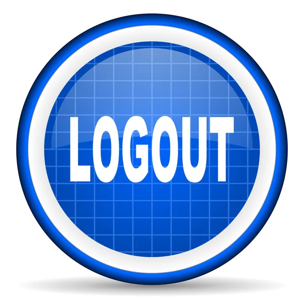 Logout blue glossy icon on white background — Stock Photo, Image
