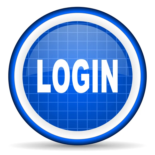Login blue glossy icon on white background — Stock Photo, Image