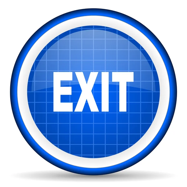 Exit blue glossy icon on white background — Stock Photo, Image