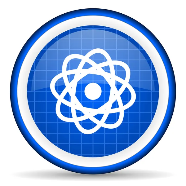 Atom blue glossy icon on white background — Stock Photo, Image