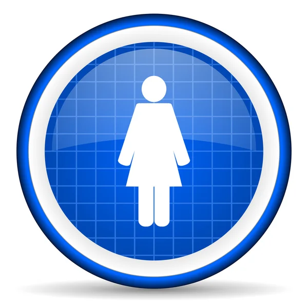 Woman blue glossy icon on white background — Stock Photo, Image