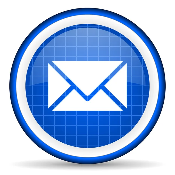 Mail icône brillante bleue sur fond blanc — Photo