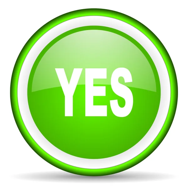 Yes green glossy icon on white background — Stock Photo, Image