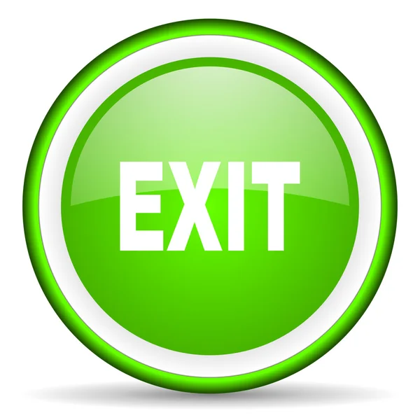 Exit green glossy icon on white background — Stock Photo, Image