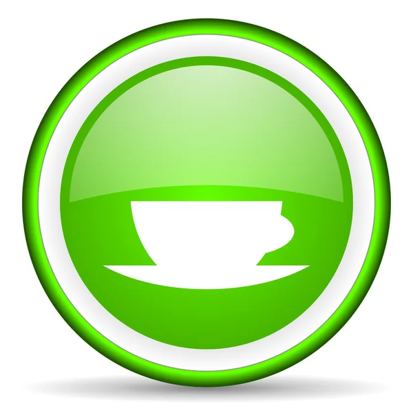 Tazza di caffè icona lucida verde su sfondo bianco — Foto Stock