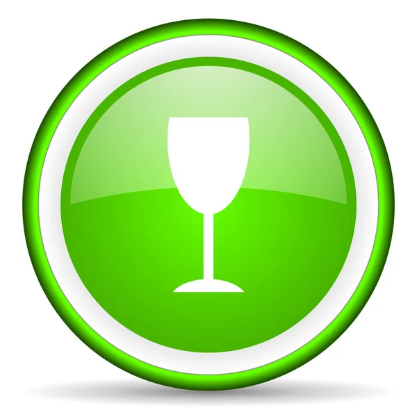 Glas groene glanzende pictogram op witte achtergrond — Stockfoto