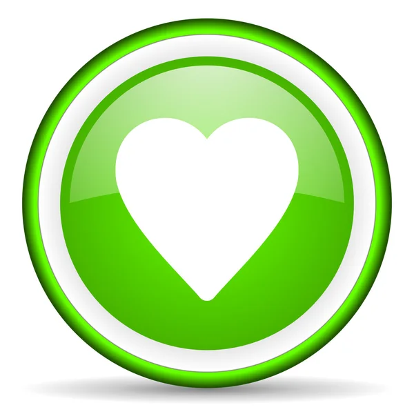 Heart green glossy icon on white background — Stock Photo, Image