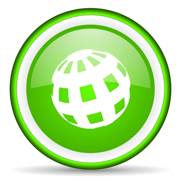 Earth green glossy icon on white background — Stock Photo, Image