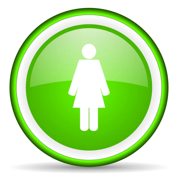 Woman green glossy icon on white background — Stock Photo, Image