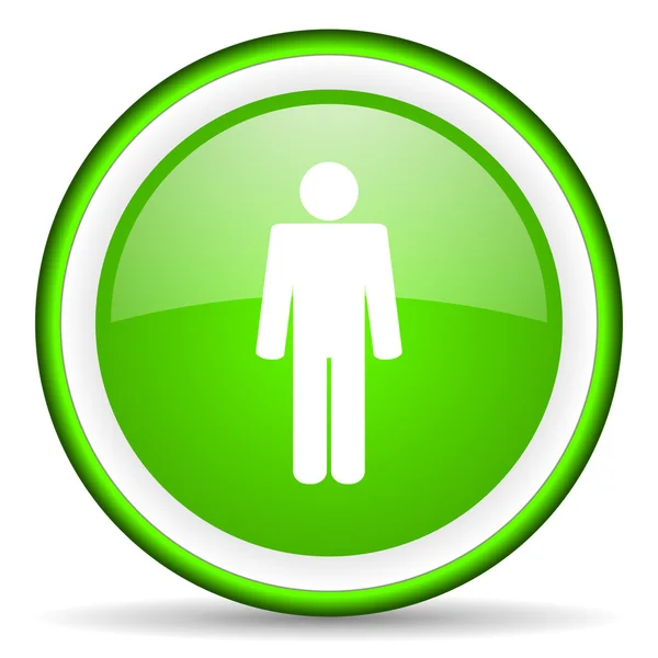 Man green glossy icon on white background — Stock Photo, Image