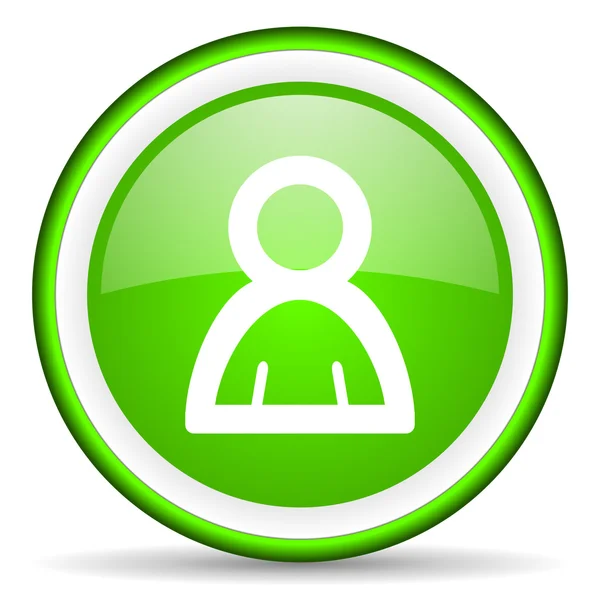 Kontakt grünes Hochglanz-Symbol auf weißem Hintergrund — Stockfoto