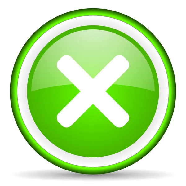 Cancelar verde icono brillante sobre fondo blanco — Foto de Stock