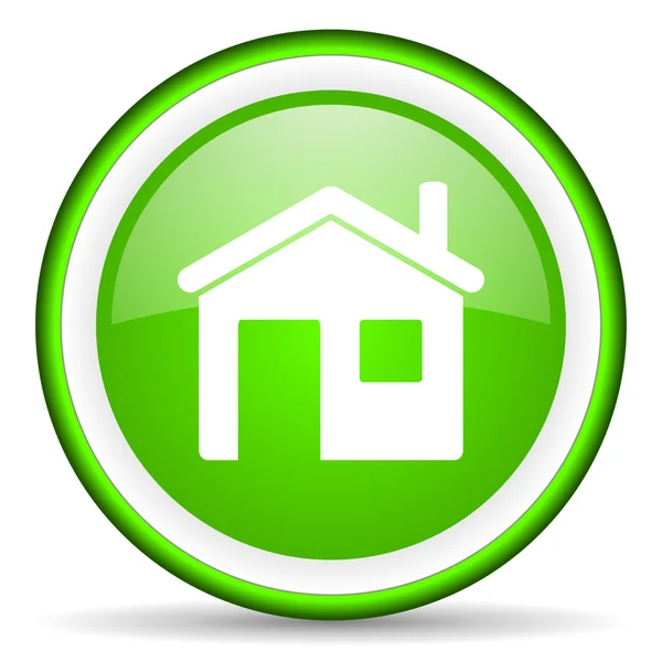 Home green glossy icon on white background — Stock Photo, Image