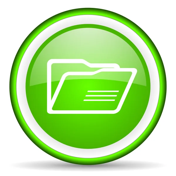 Folder green glossy icon on white background — Stock Photo, Image