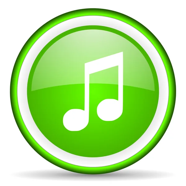 Musica icona verde lucido su sfondo bianco — Foto Stock