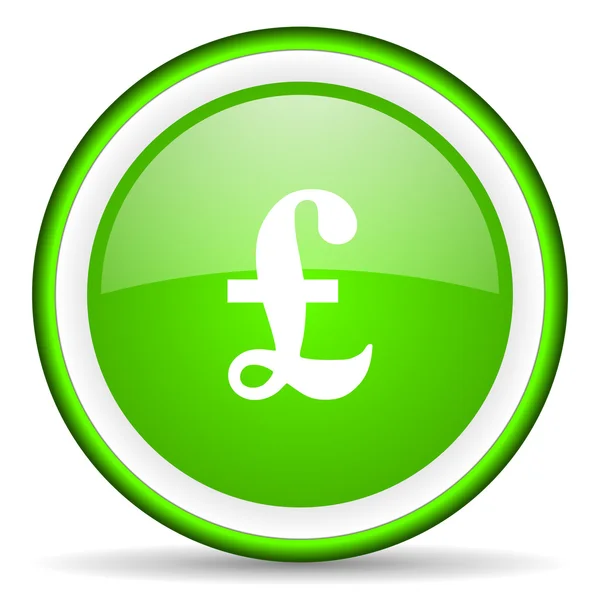 Pound green glossy icon on white background — Stock Photo, Image