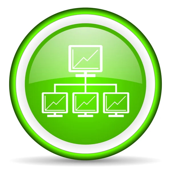 Зеленый глянцевый значок сети на белом фоне — стоковое фото