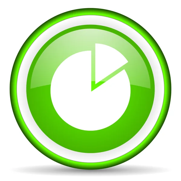 Діаграма зелена глянсова іконка на білому фоні — стокове фото