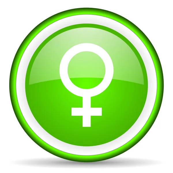 Sex gröna glänsande ikonen på vit bakgrund — Stockfoto