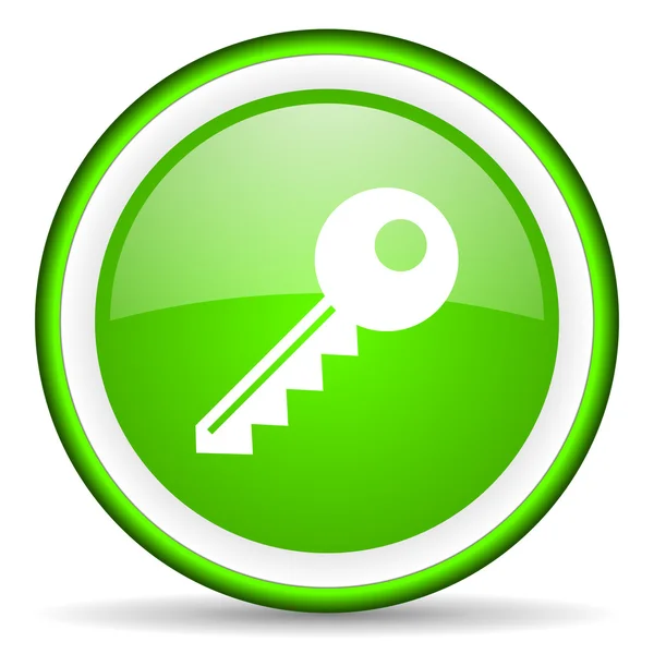 Sleutel groene glanzende icoon op witte achtergrond — Stockfoto