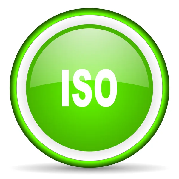 ISO groene glanzende pictogram op witte achtergrond — Stockfoto