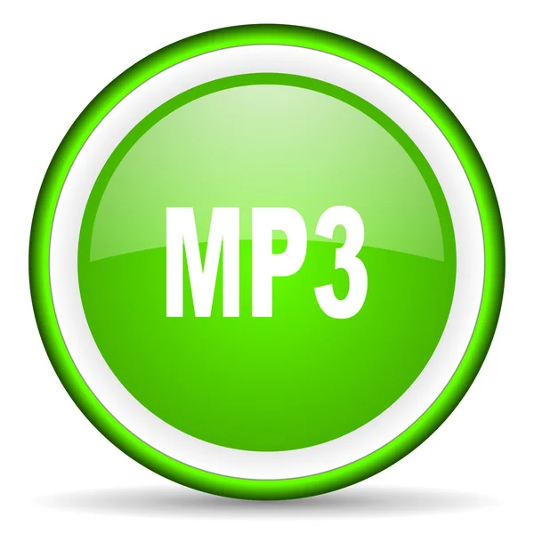 Mp3 зелена глянсова іконка на білому тлі — стокове фото