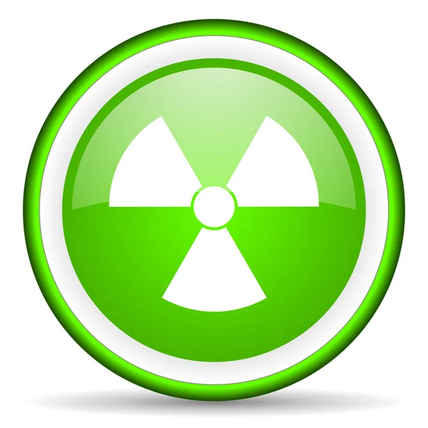 Beyaz zemin üzerinde radyasyon yeşil parlak simgesi — Stok fotoğraf