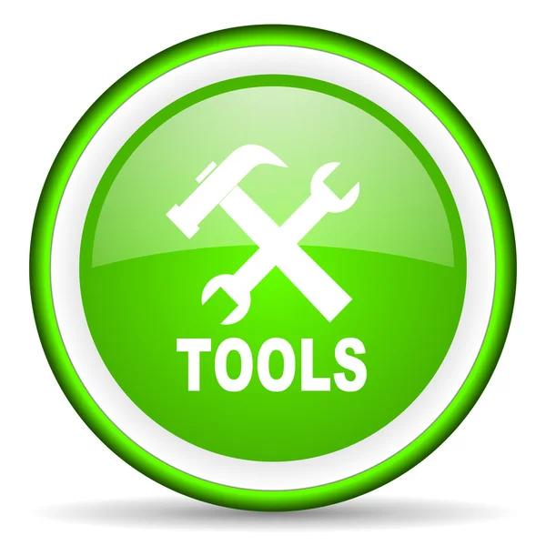Tools green glossy icon on white background — Stock Photo, Image