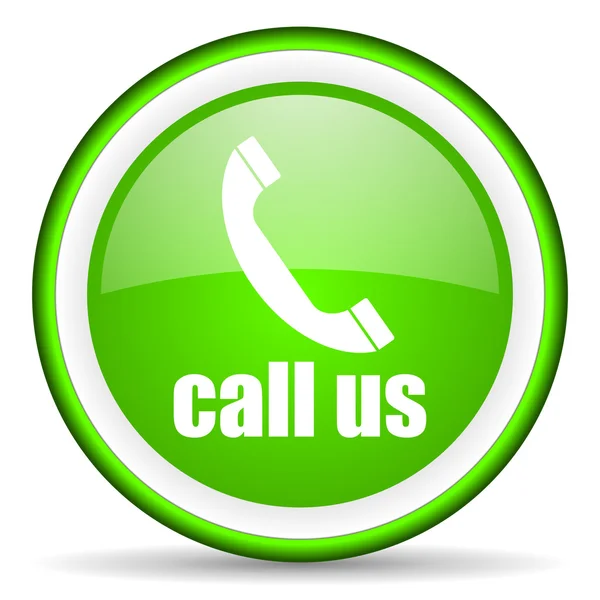 Call us green glossy icon on white background — Stock Photo, Image