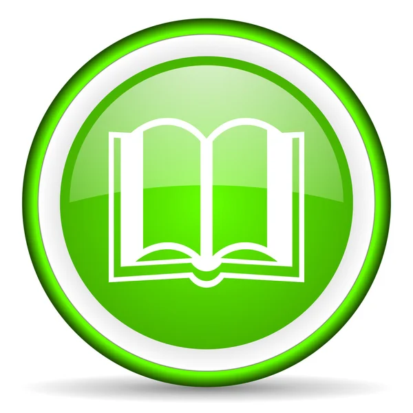 Book green glossy icon on white background — Stock Photo, Image