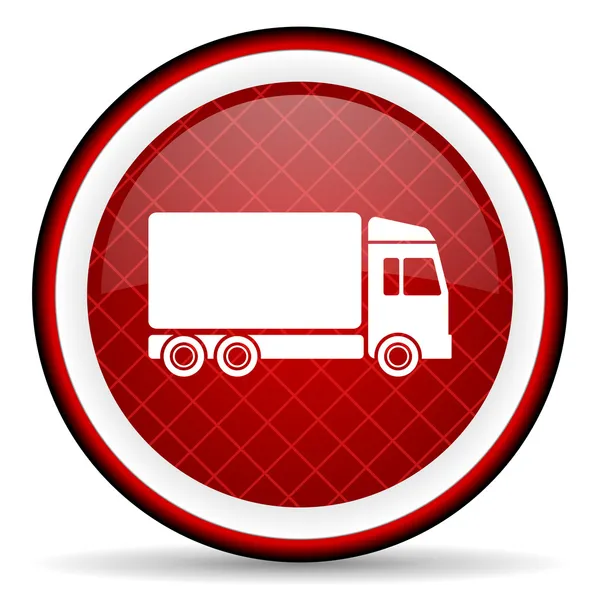 Delivery red glossy icon on white background — Stock Photo, Image