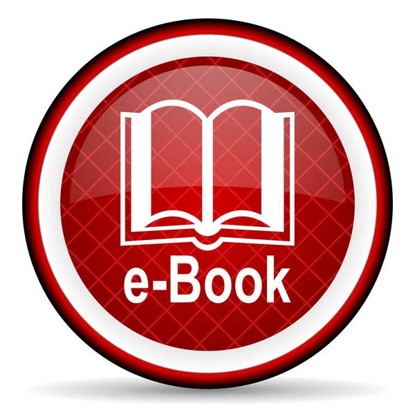 E-book red glossy icon on white background — Stock Photo, Image