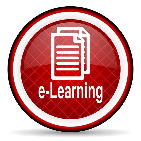 E-Learning rotes Hochglanzsymbol auf weißem Hintergrund — Stockfoto