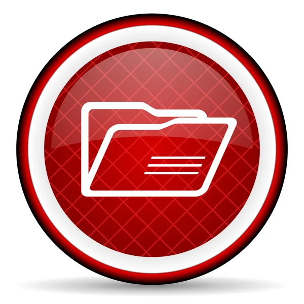 Folder red glossy icon on white background — Stock Photo, Image