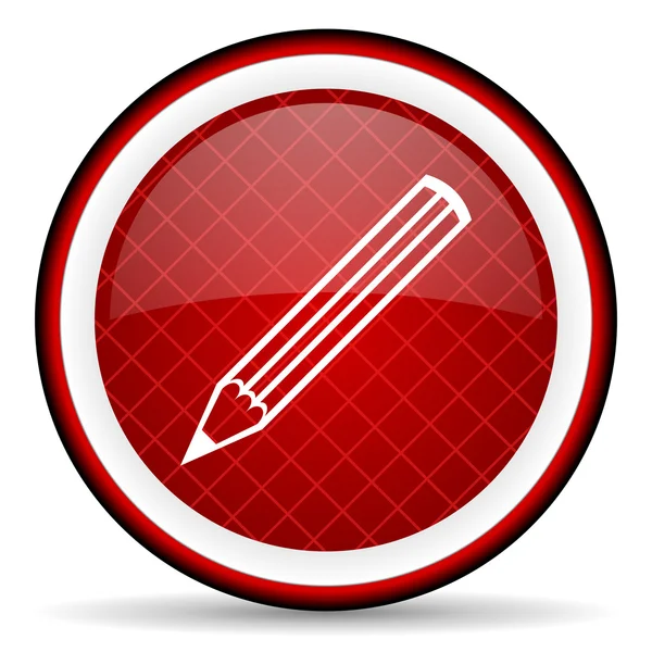 Lápis ícone brilhante vermelho no fundo branco — Fotografia de Stock