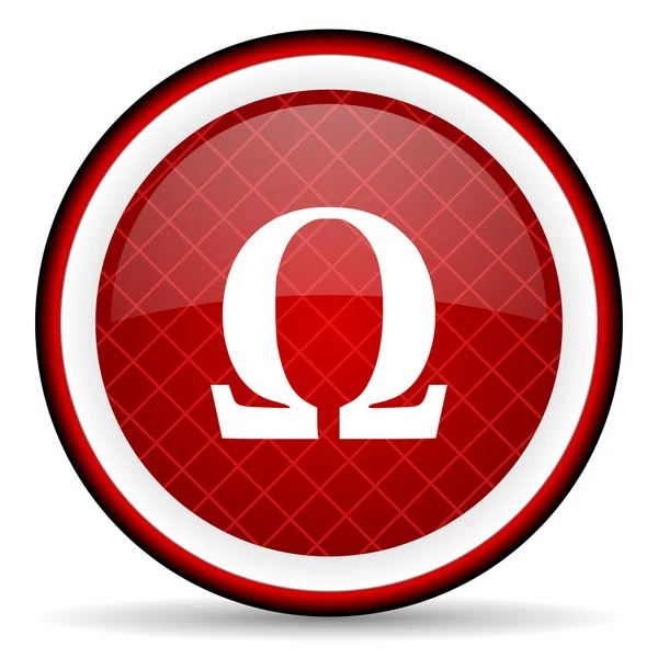 Omega rode glanzende pictogram op witte achtergrond — Stockfoto