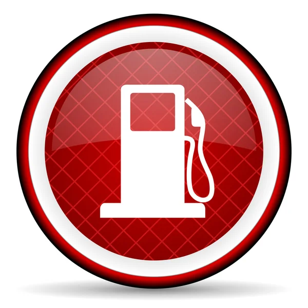 Bahan bakar ikon mengkilap merah pada latar belakang putih — Stok Foto