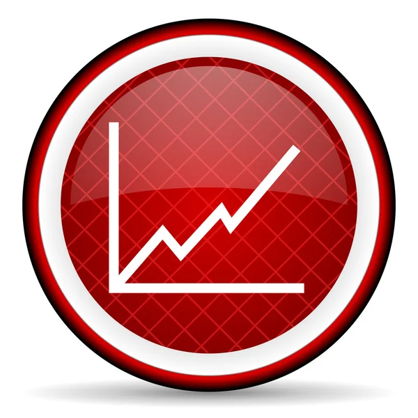 Chart red glossy icon on white background — Stock Photo, Image