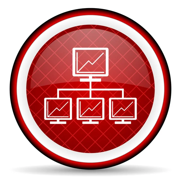Netzwerk rotes Hochglanz-Symbol auf weißem Hintergrund — Stockfoto