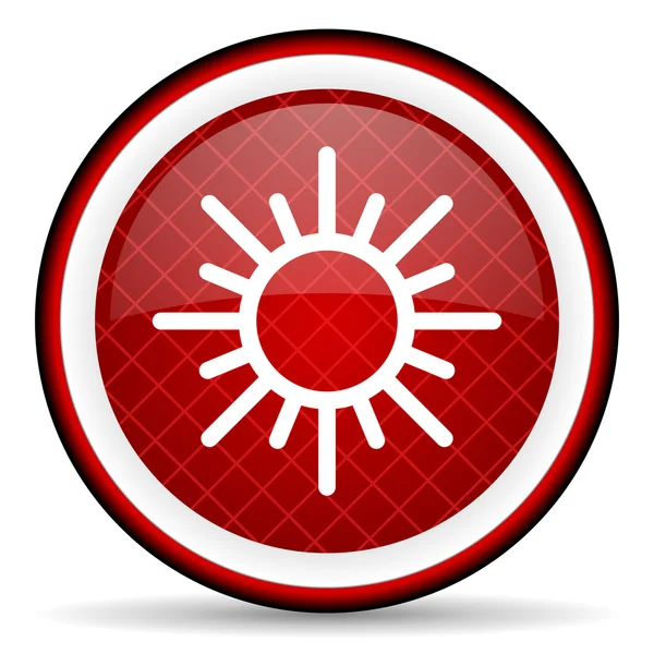 Sun red glossy icon on white background — Stock Photo, Image