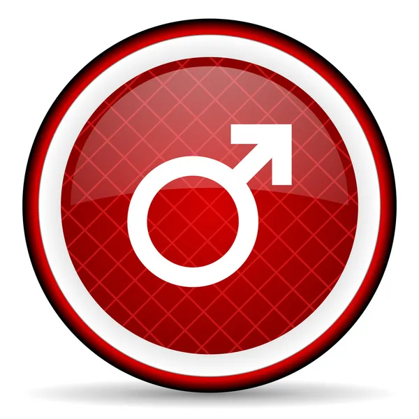 Geschlecht rot glänzend Symbol auf weißem Hintergrund — Stockfoto