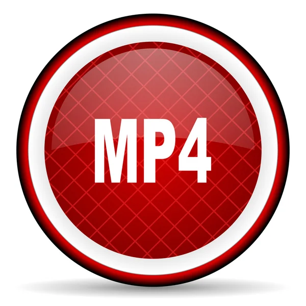 Mp4 icono brillante rojo sobre fondo blanco — Foto de Stock