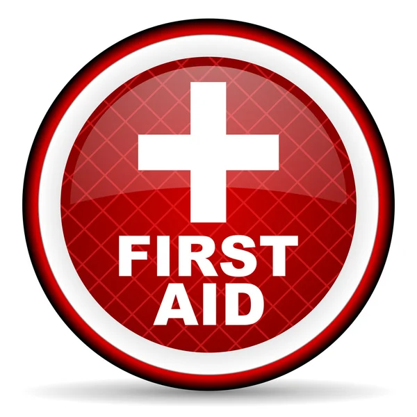 First aid red glossy icon on white background — Stock Photo, Image