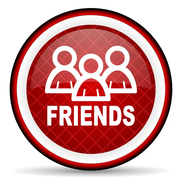 Friends red glossy icon on white background — Stock Photo, Image