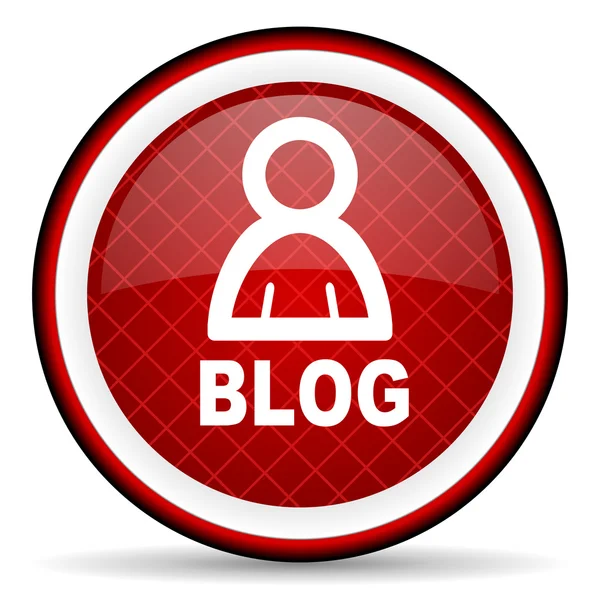Blog rotes Hochglanz-Symbol auf weißem Hintergrund — Stockfoto