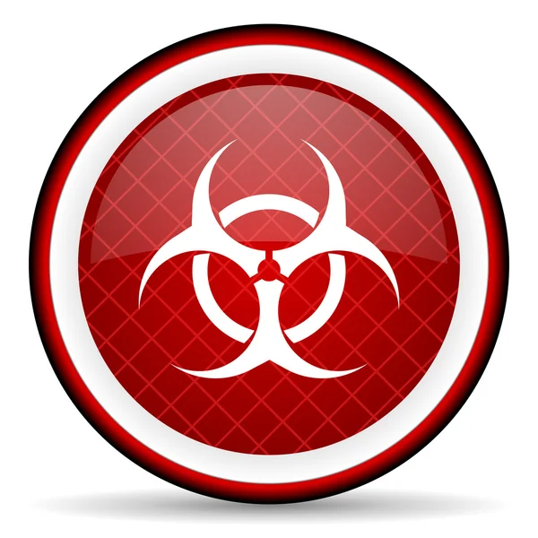 Virus rotes Hochglanz-Symbol auf weißem Hintergrund — Stockfoto